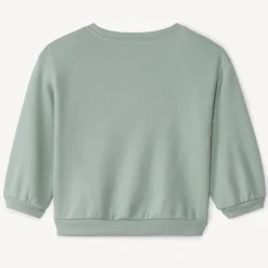 Sweatshirt in effen fleece met Love print voor babymeisje