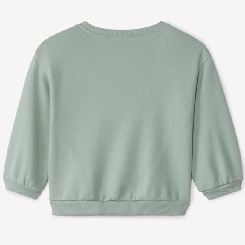 Sweatshirt in effen fleece met Love print voor babymeisje