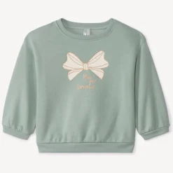 Sweatshirt in effen fleece met Love print voor babymeisje