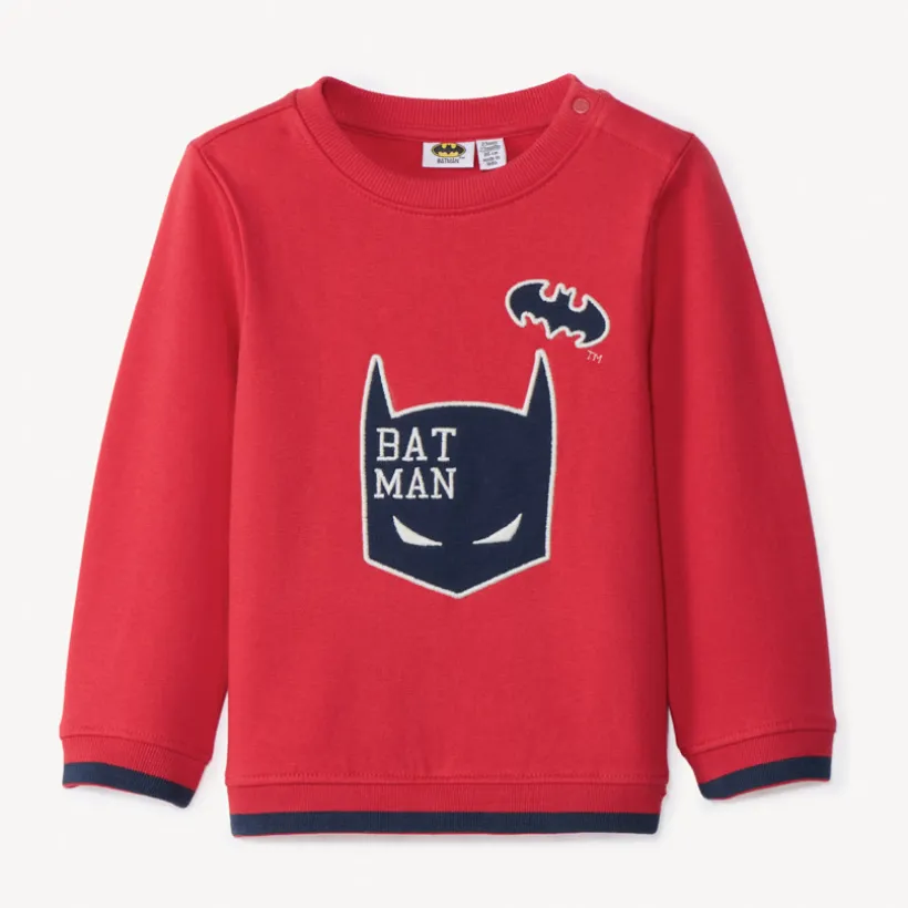Sweatshirt in fleece Batman Warner voor babyjongens rood met lange mouwen