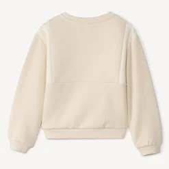 Sweatshirt in fleece effen beige met glitterborduursel meisjes