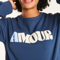 Sweatshirt in fleece met Amour print voor dames