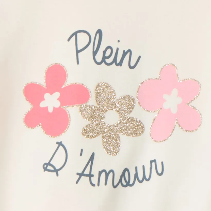 Sweatshirt in fleece met colourblock en sherpa mouwen voor babymeisje