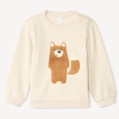 Sweatshirt in fleece met geborduurd lusdier voor babyjongens