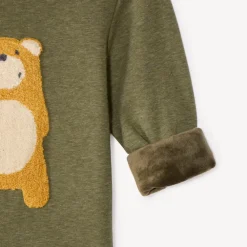 Sweatshirt in fleece met geborduurd lusdier voor babyjongens
