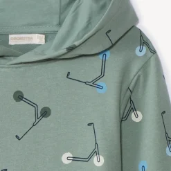 Sweatshirt in fleece met kap en stepsprint jongens