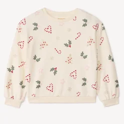 Sweatshirt in fleece met kerstprint meisjes