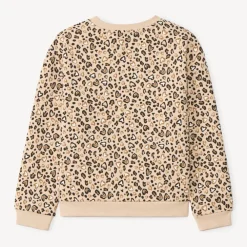 Sweatshirt in fleece met luipaardprint en gouden pailletten meisjes