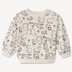 Sweatshirt in fleece met oversized pasvorm en dierenprint voor babyjongens