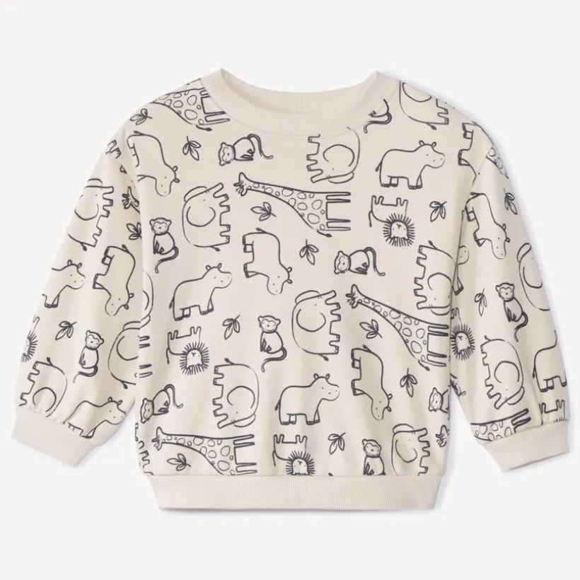 Sweatshirt in fleece met oversized pasvorm en dierenprint voor babyjongens