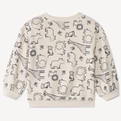 Sweatshirt in fleece met oversized pasvorm en dierenprint voor babyjongens