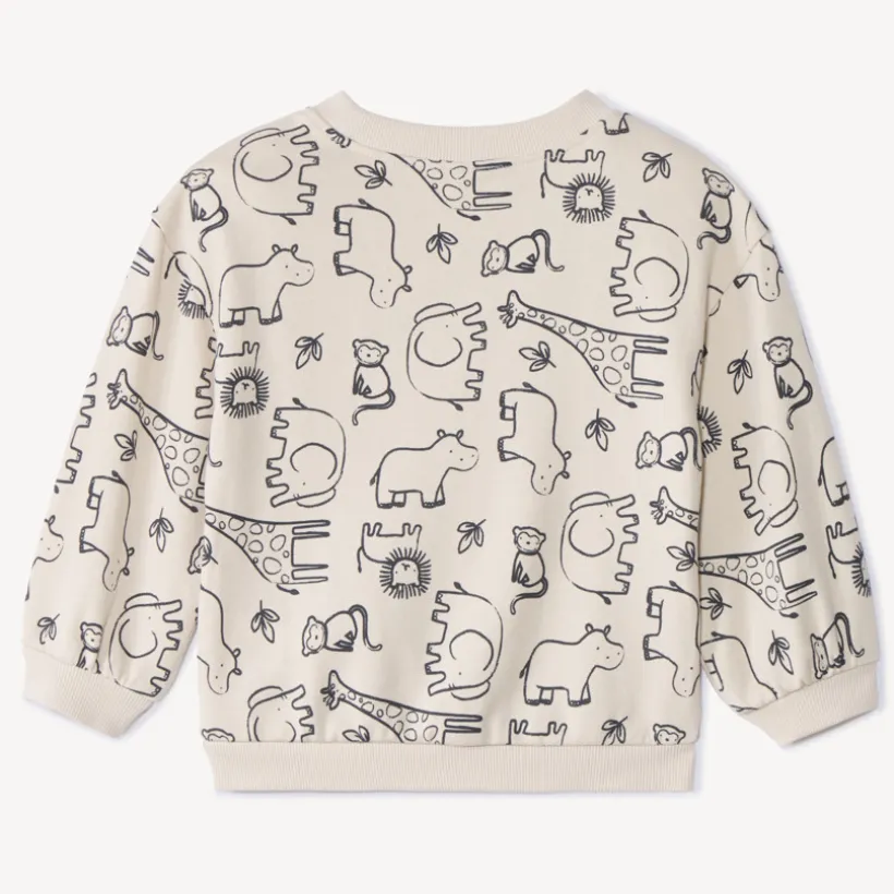 Sweatshirt in fleece met oversized pasvorm en dierenprint voor babyjongens