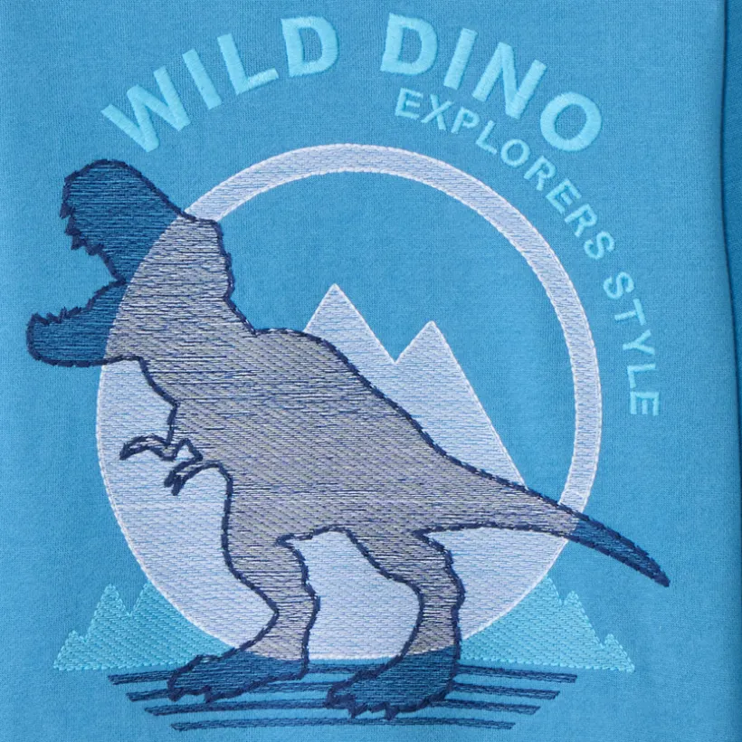Sweatshirt in fleece met T-Rex borduurwerk jongens