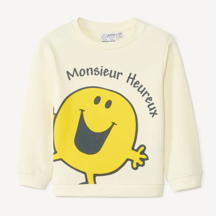 Sweatshirt in fleece Monsieur Heureux voor babyjongens