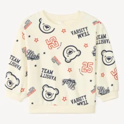 Sweatshirt in half oversized fleece for baby boy with fancy print