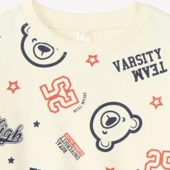 Sweatshirt in half oversized fleece for baby boy with fancy print