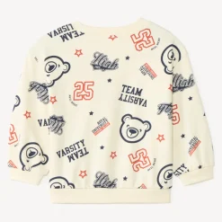 Sweatshirt in half oversized fleece for baby boy with fancy print