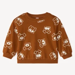 Sweatshirt in half oversized fleece for baby boy with fancy print