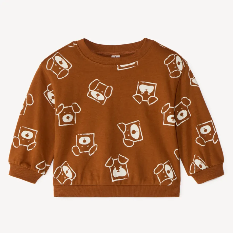 Sweatshirt in half oversized fleece for baby boy with fancy print