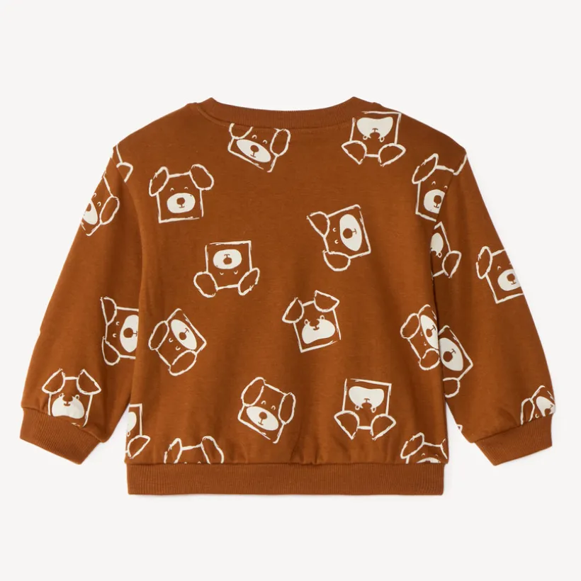 Sweatshirt in half oversized fleece for baby boy with fancy print