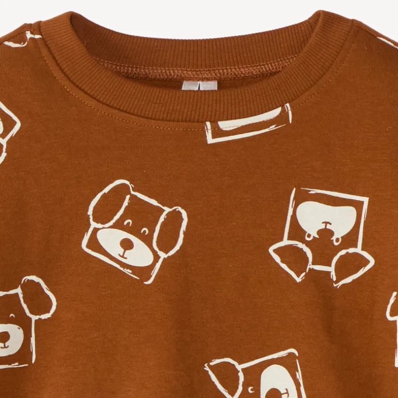 Sweatshirt in half oversized fleece for baby boy with fancy print