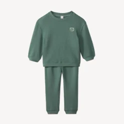 Sweatshirt-jogging set met puff print beer voor babyjongen