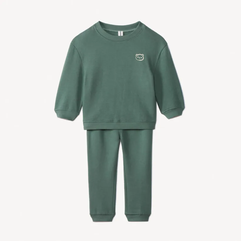 Sweatshirt-jogging set met puff print beer voor babyjongen