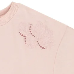 Sweatshirt korte effen met Engels borduursel voor meisjes