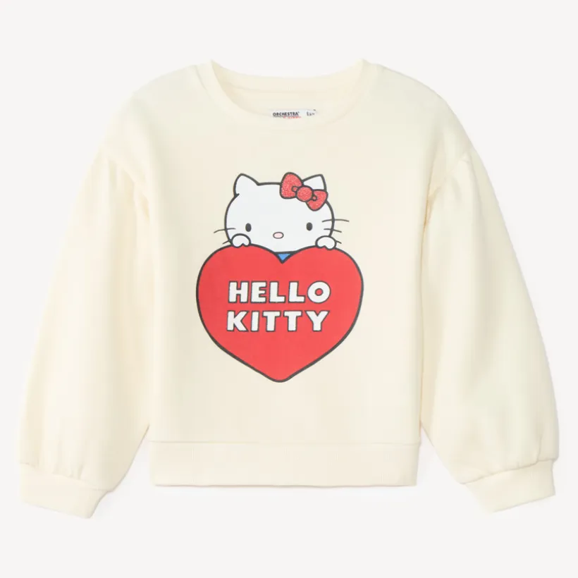 Sweatshirt meisje in oversized fleece met Hello Kitty-print
