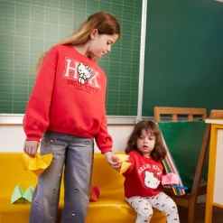 Sweatshirt meisjes oversized van fleece met Hello Kitty borduurwerk