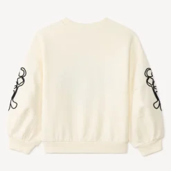 Sweatshirt meisjes van fleece met cording bloemen