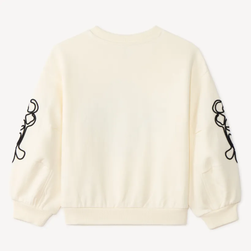 Sweatshirt meisjes van fleece met cording bloemen