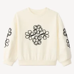 Sweatshirt meisjes van fleece met cording bloemen