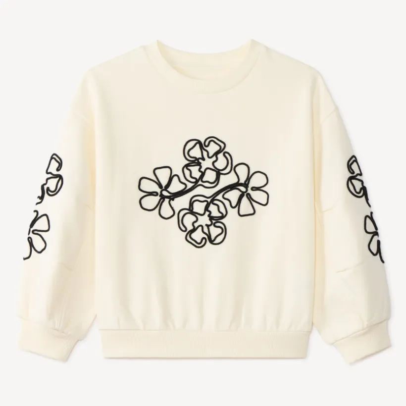 Sweatshirt meisjes van fleece met cording bloemen