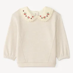 Sweatshirt met Claudine-kraag en fruitmotief voor meisjesbaby's