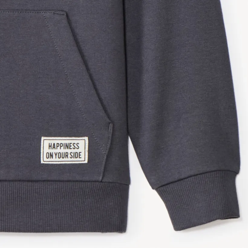 Sweatshirt met effen fleecekap jongens