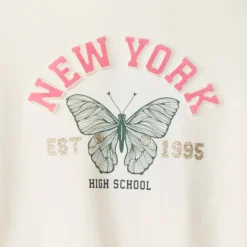 Sweatshirt met kap en colour block effect met vlinderprint meisjes