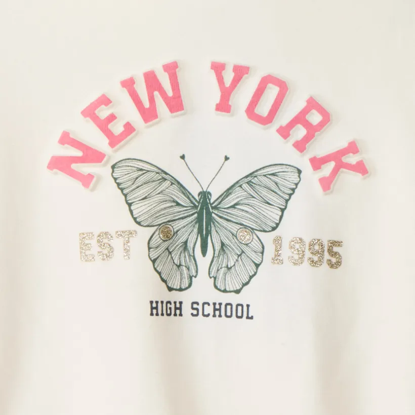 Sweatshirt met kap en colour block effect met vlinderprint meisjes
