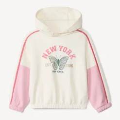 Sweatshirt met kap en colour block effect met vlinderprint meisjes