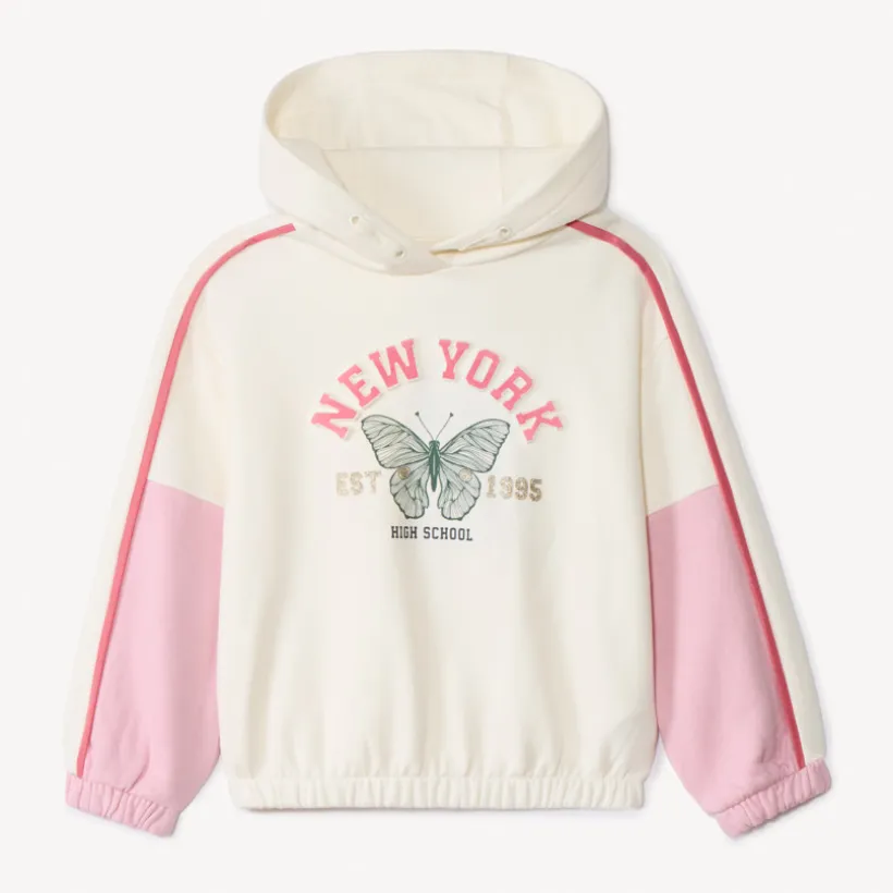 Sweatshirt met kap en colour block effect met vlinderprint meisjes