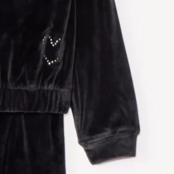 Sweatshirt met kap en joggingbroek in fluweel met satijneffect meisjes