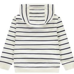Sweatshirt met kap in fantasie marinière van fleece voor jongen