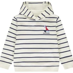 Sweatshirt met kap in fantasie marinière van fleece voor jongen