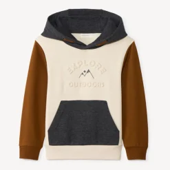 Sweatshirt met kap in fleece, colourblock effect jongens