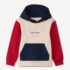 Sweatshirt met kap in fleece, colourblock effect jongens