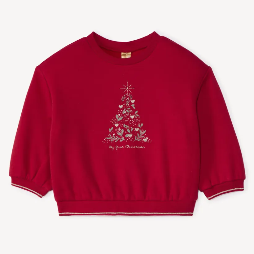 Sweatshirt met kerstboomprint voor meisjesbaby's