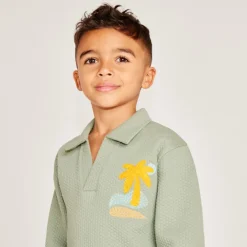 Sweatshirt met plissé-effect en polo-kraag jongens