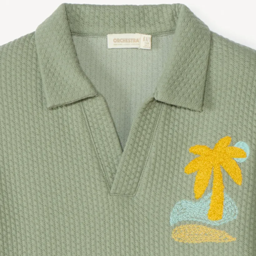 Sweatshirt met plissé-effect en polo-kraag jongens