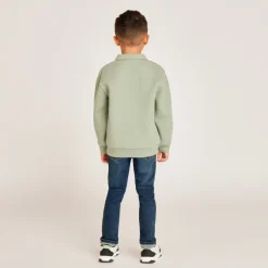 Sweatshirt met plissé-effect en polo-kraag jongens