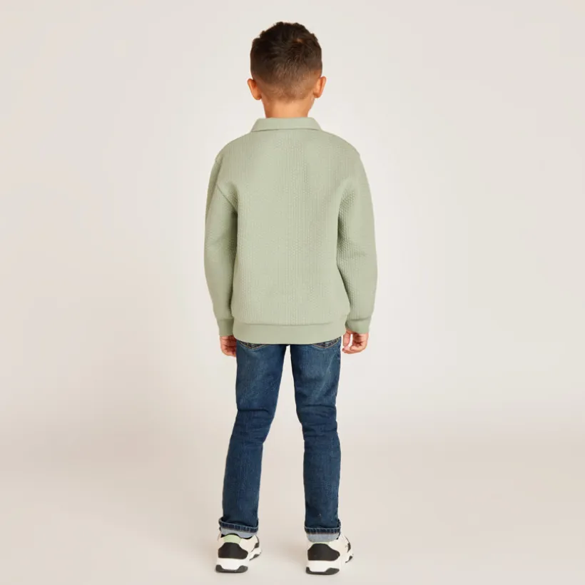 Sweatshirt met plissé-effect en polo-kraag jongens
